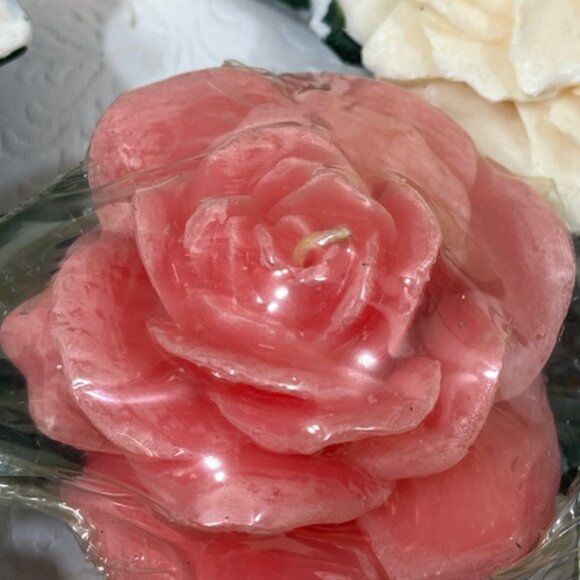 VTG 4 White 1 Pink Magnolia Floating Floral Candles Michael Coffindaffer 5.5"x4" - Picture 2 of 11